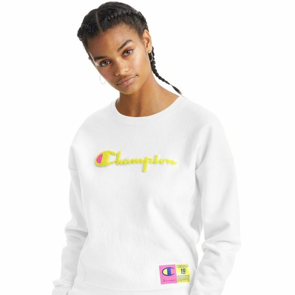 Champion White Reverse Weave Crew Sweatshirt Cheni - Picture 1 of 1